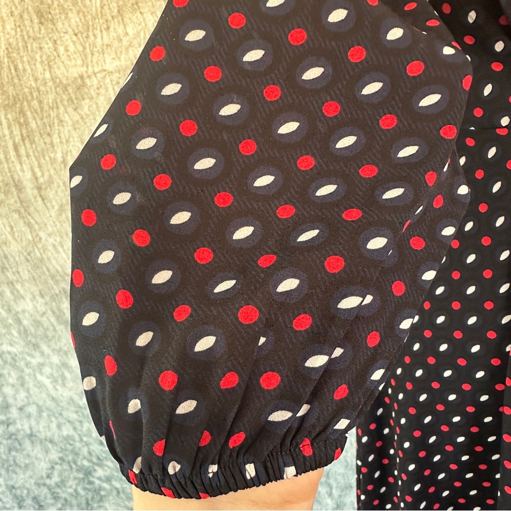 Ann Taylor Black and Red Polka Dot Long Sleeve Dress - Picture 7 of 11